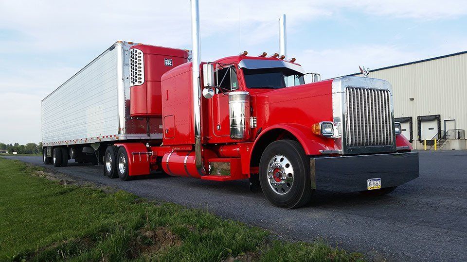 Red truck outside - after