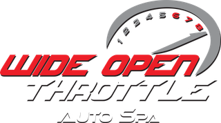 Wide Open Throttle Auto Sea logo with red italic text and a speedometer graphic