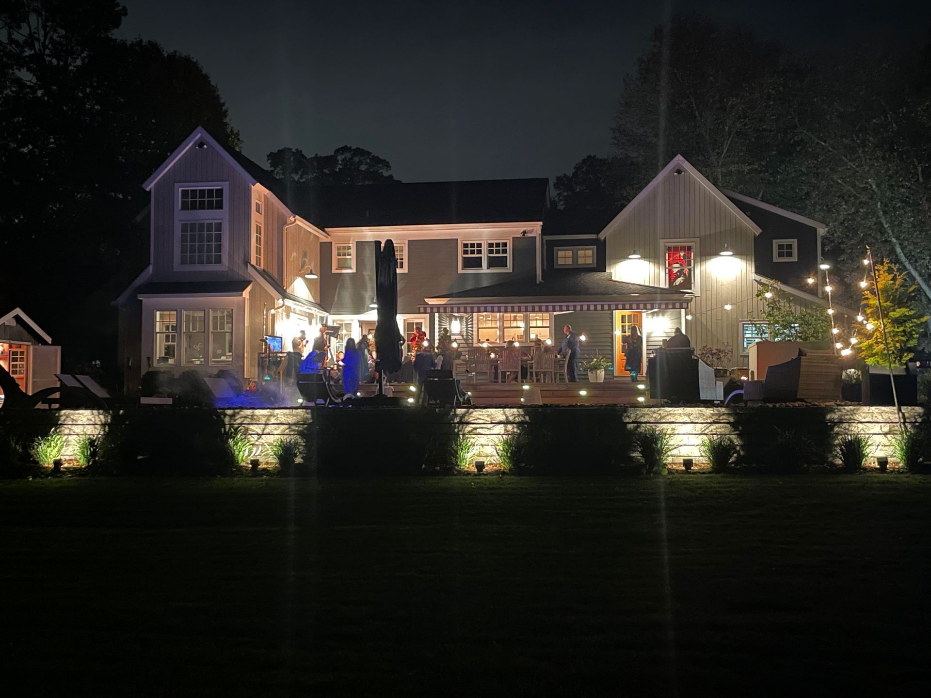 House with an amazing outdoor lighting setup