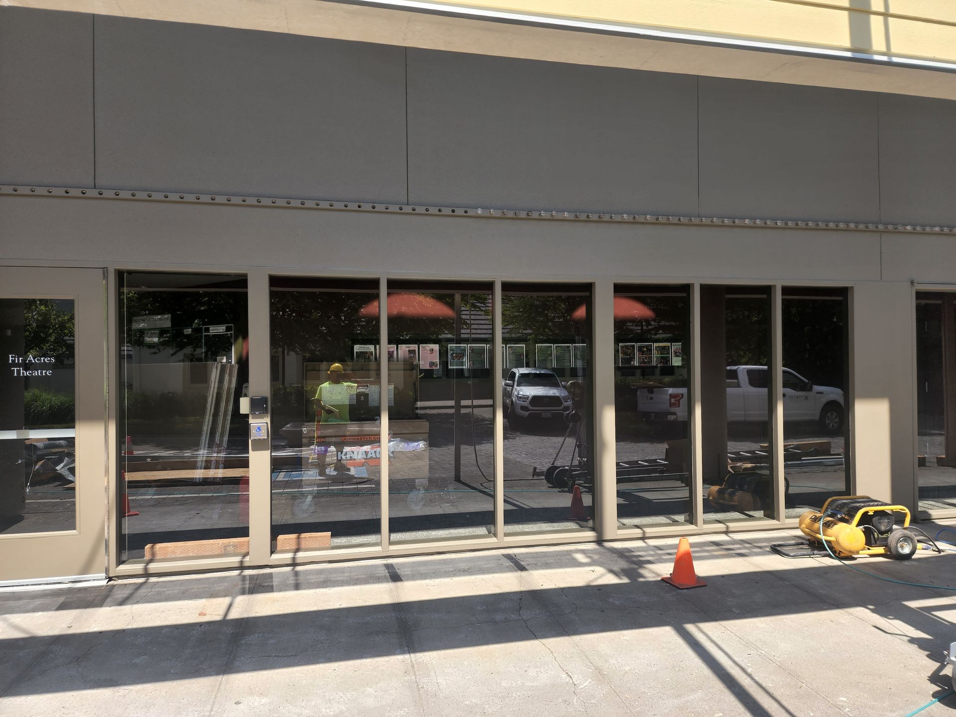 A building with a lot of windows is being built