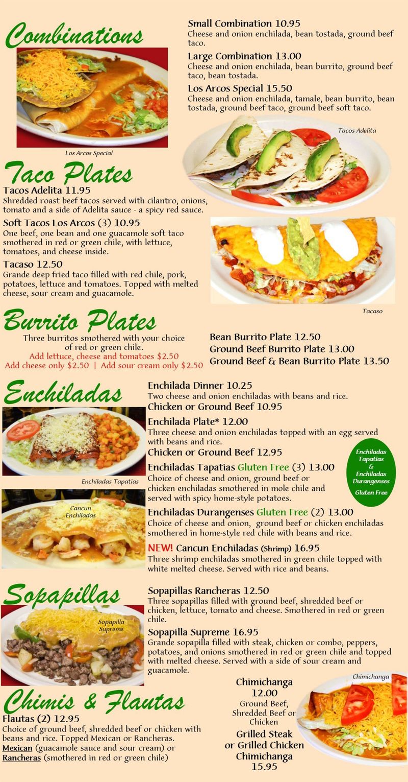 Los Arcos Mexican Restaurant Mexican Classics Menu Westminster