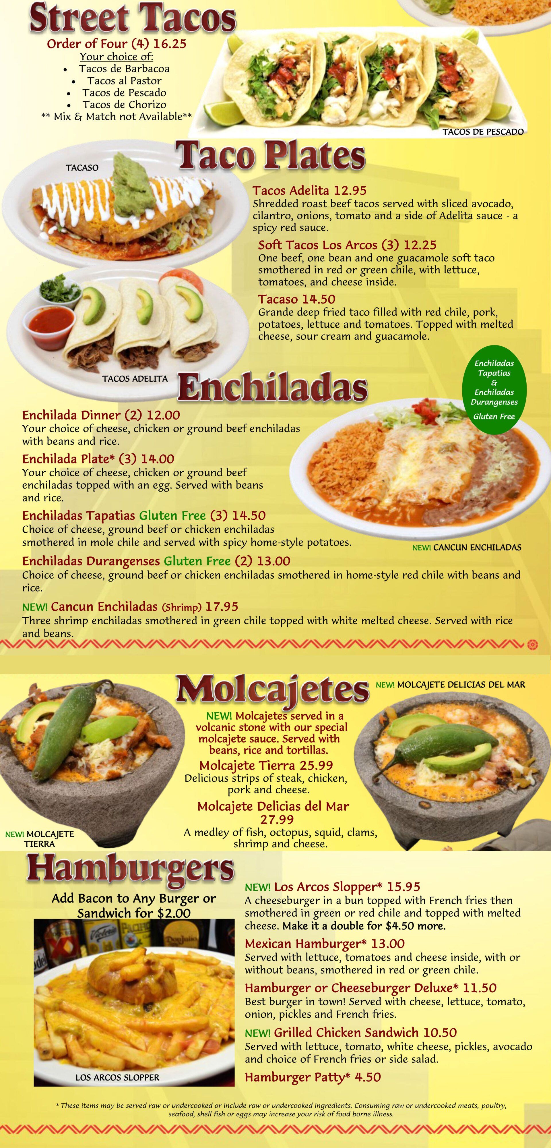 Los Arcos Mexican Restaurant Mexican Classics Menu | Westminster