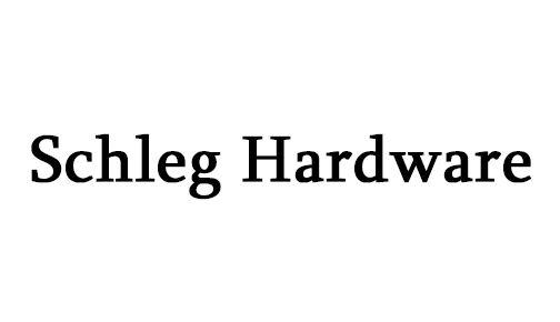 A black and white logo for schlegel hardware on a white background.