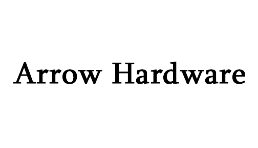 The logo for arrow hardware is black and white on a white background.