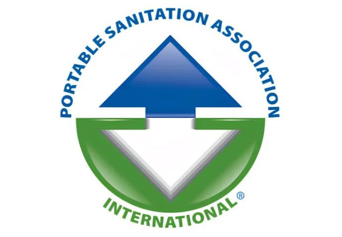 Portable Sanitation Association International logo with blue and green circular arrows around a white center