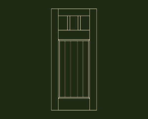 Single Panel, V-groove, Three lite Square Top