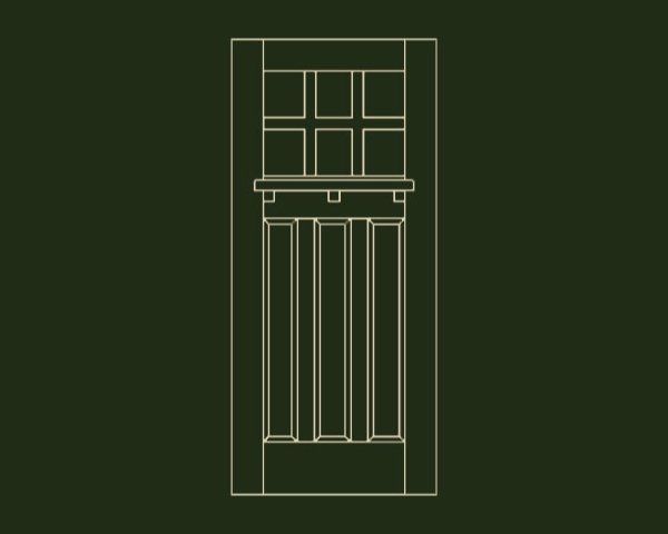 Three Panel (raised), Six Lite, w/ Lintel Shelf