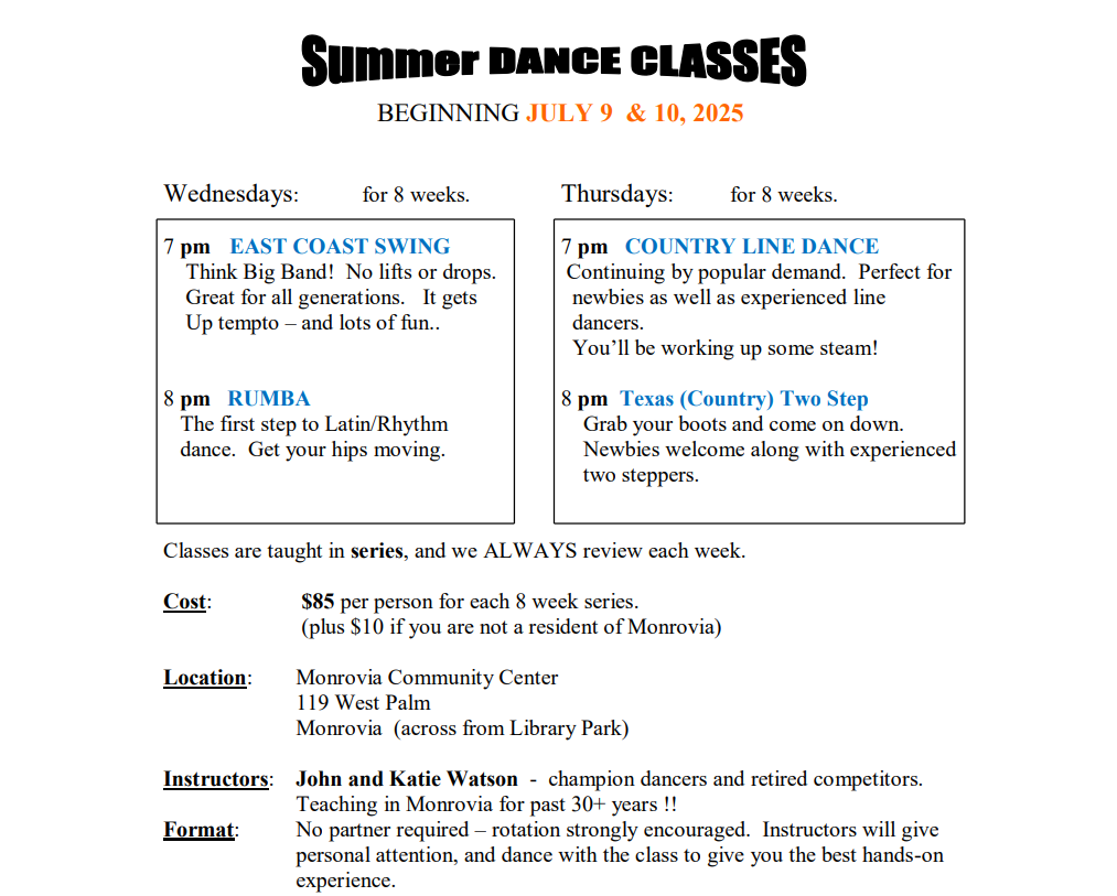 Summer Dance Classes Flyer