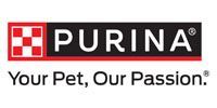 Purina logo with checkerboard design and tagline