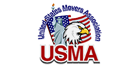 United States Movers Association logo with eagle over a red, white and blue USMA emblem
