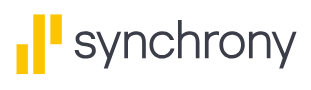 Synchrony logo with yellow stacked bars next to the word 