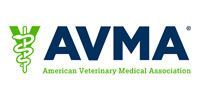 AVMA logo with green veterinary caduceus and blue letters on white background