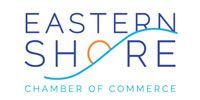 Eastern Shore Chamber of Commerce logo in blue with orange wave accent