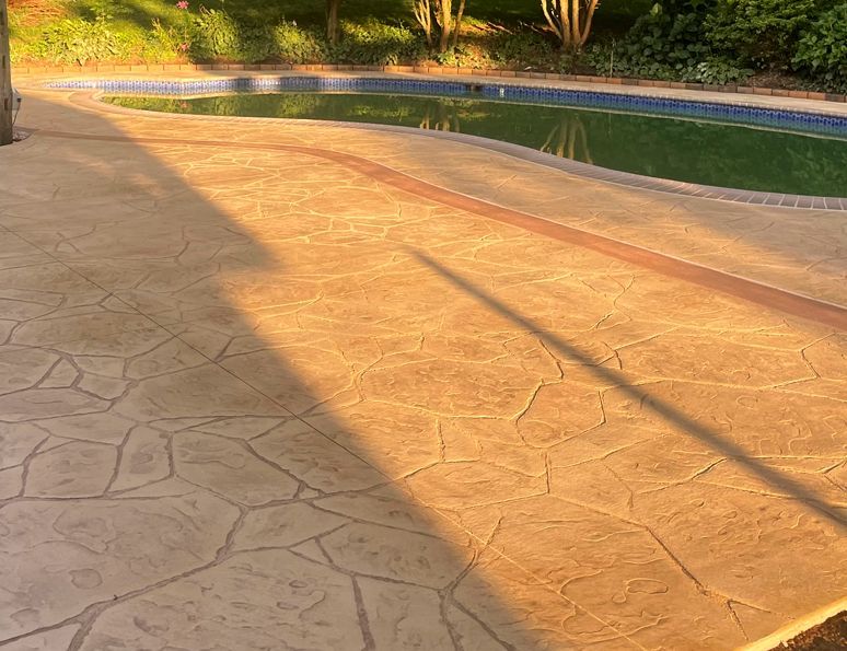 Stamped concrete poolside