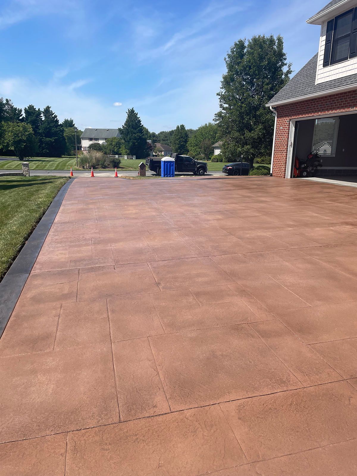 Colored concrete driveway