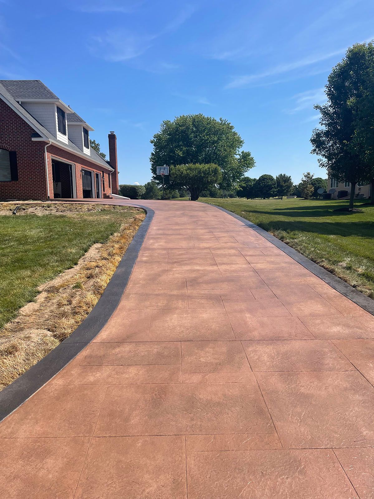 Colored concrete walkway