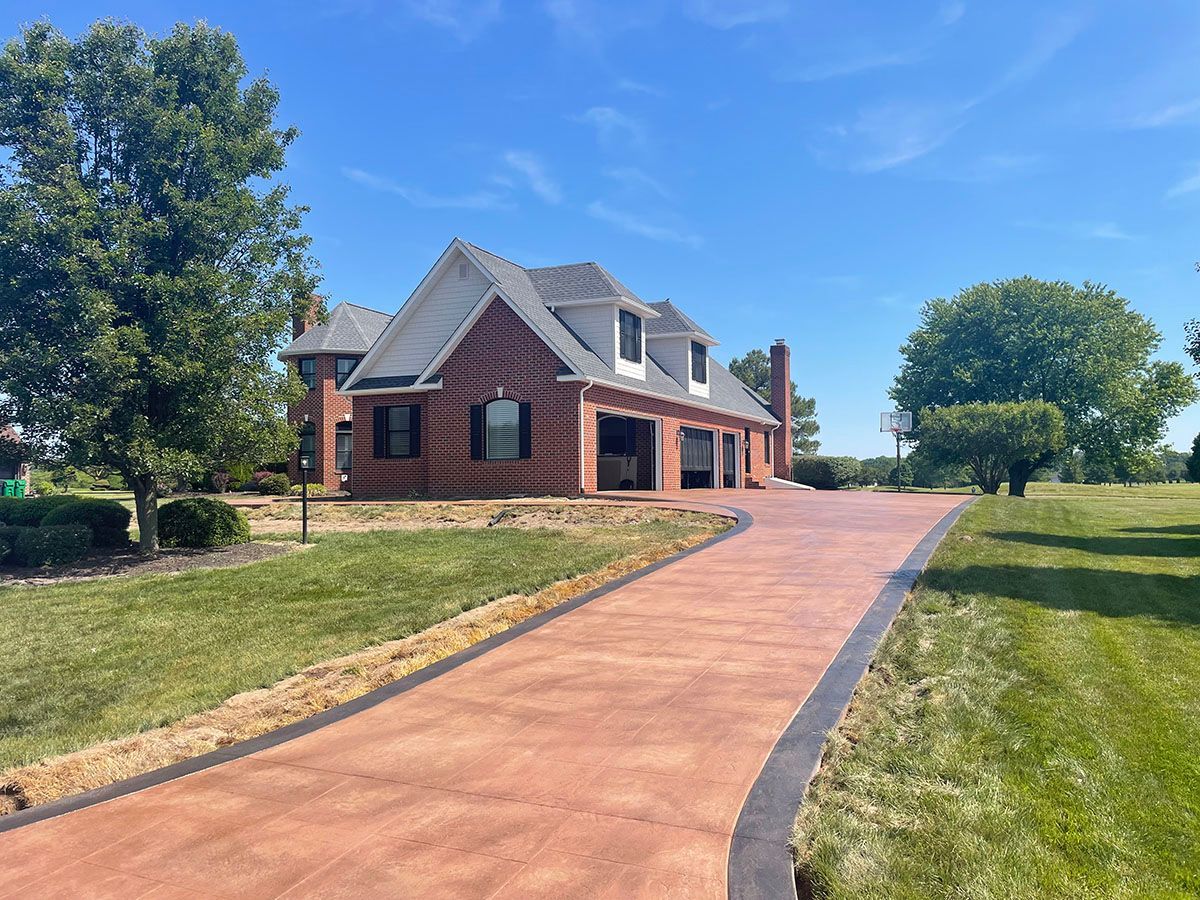 Stamped concrete walkway