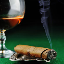 A lit cigar
