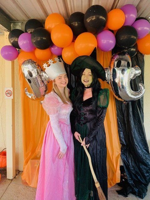 two women in halloween costume