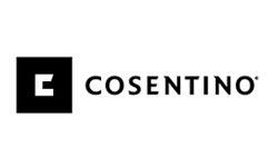 Cosentino logo with a black square containing a white