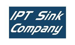 Logo for IPT Sink Company on a blue background; white text.