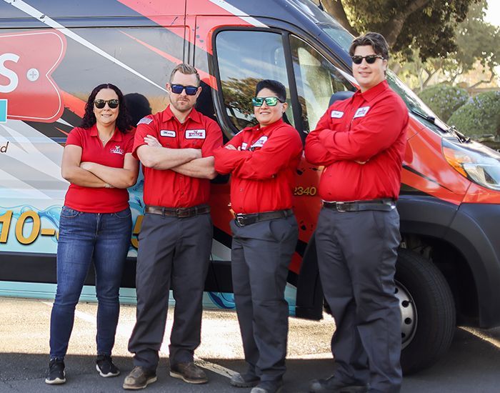 A group of people standing in front of a van