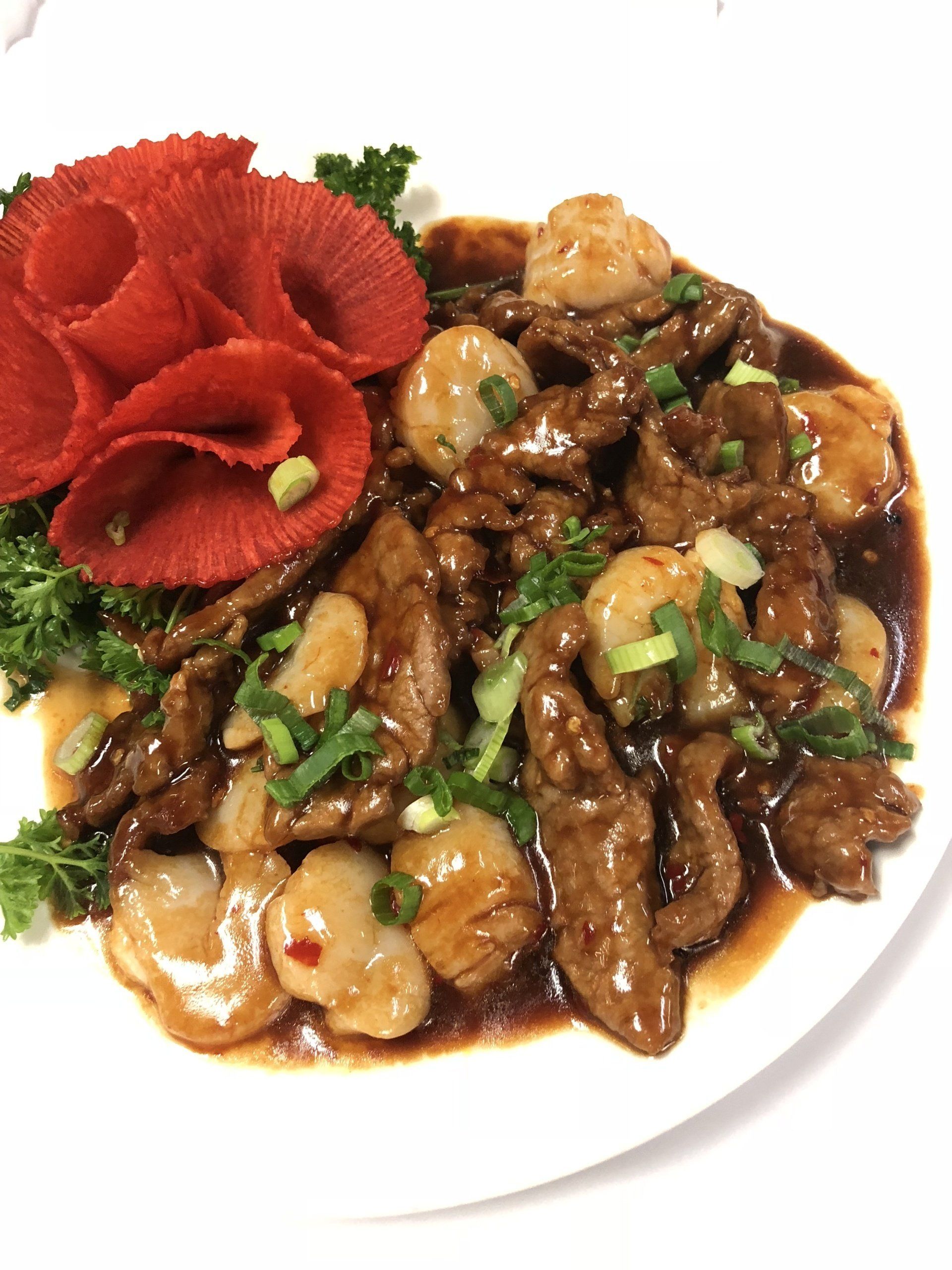 Spicy beef scallops