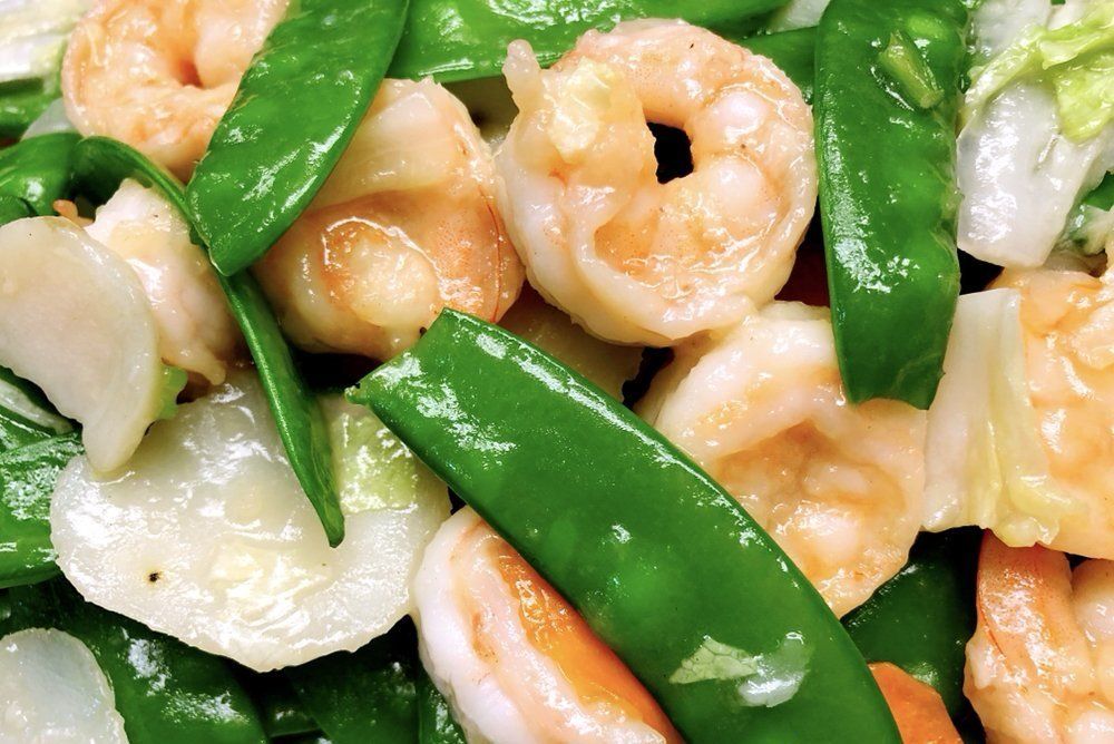 Shrimp with snow peas
