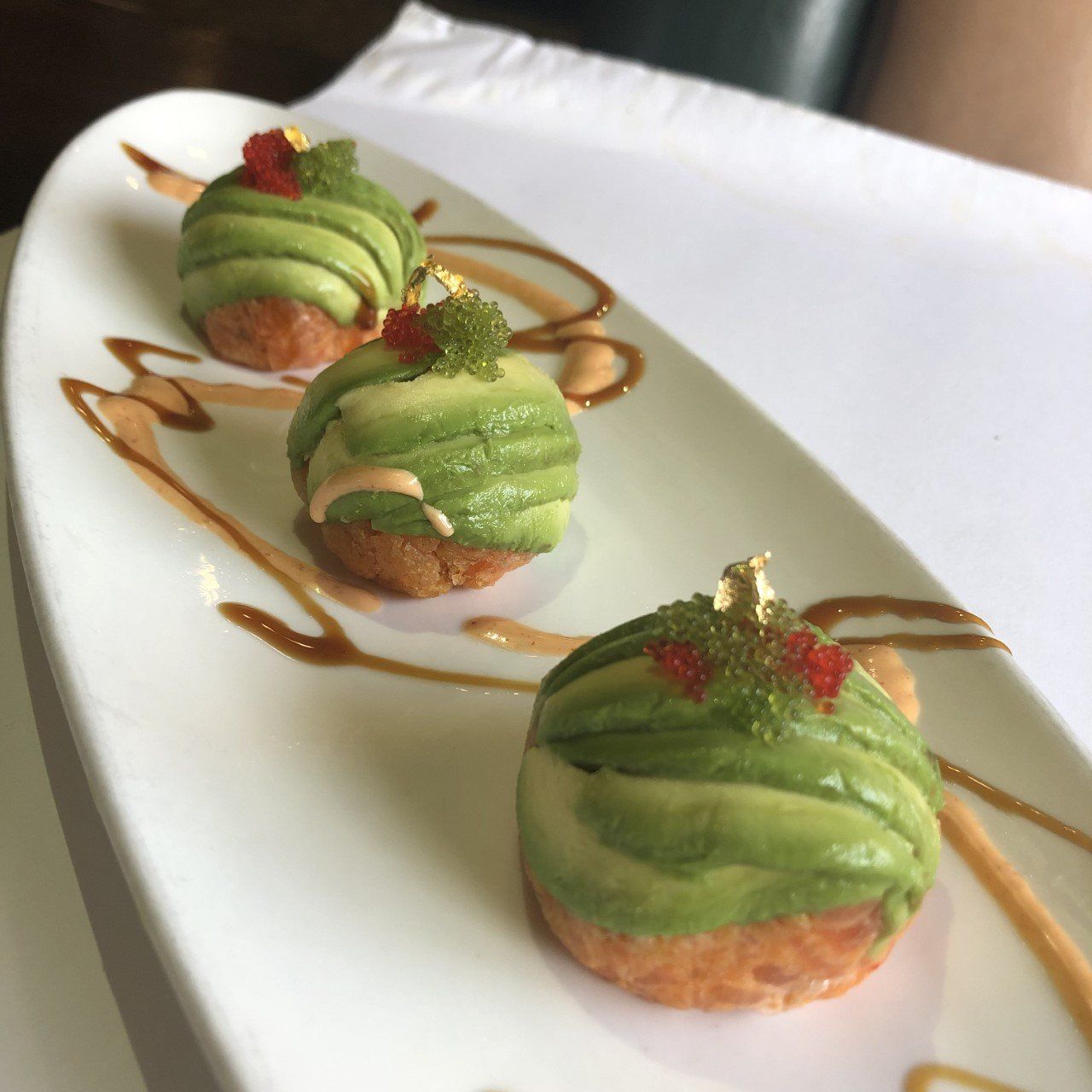 Salmon tartare on plate