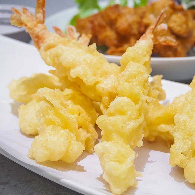 Shrimp tempura on plate