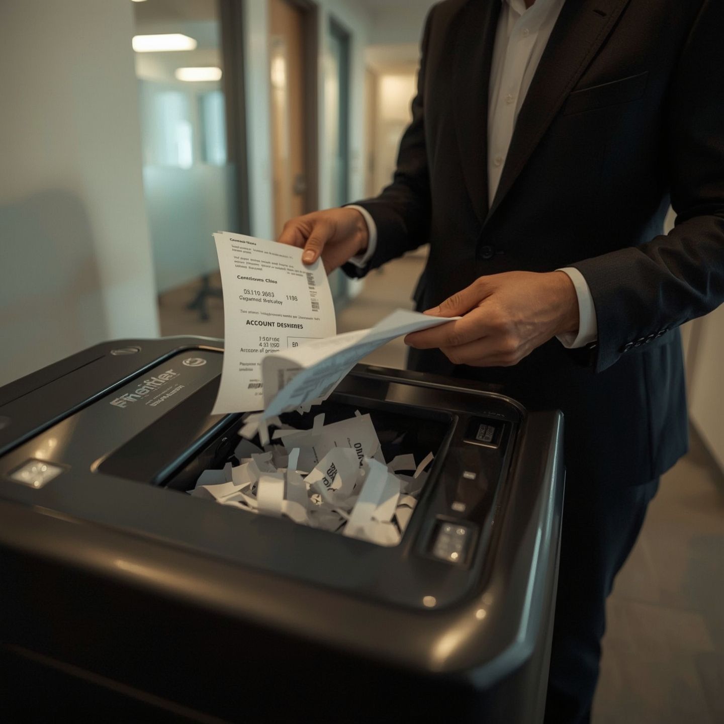 Professional shredding of financial documents 