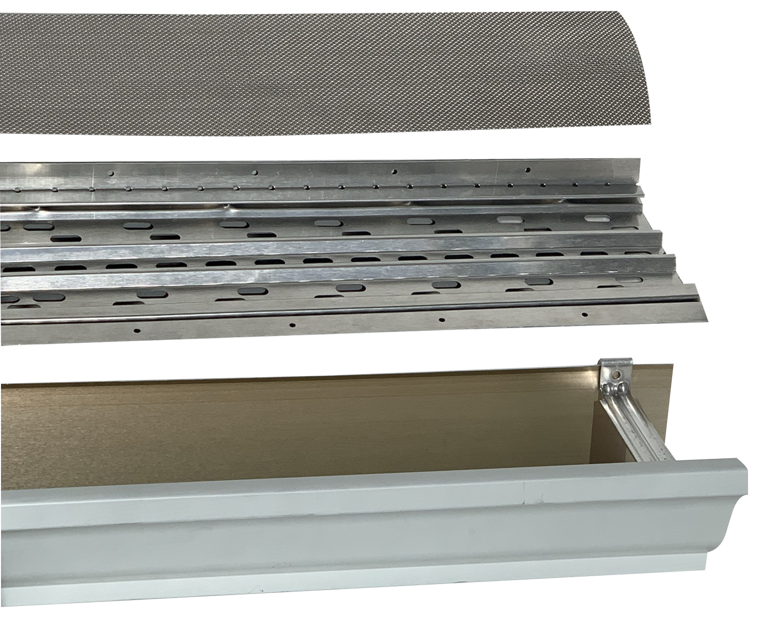 A picture of a gutter that is being disassembled