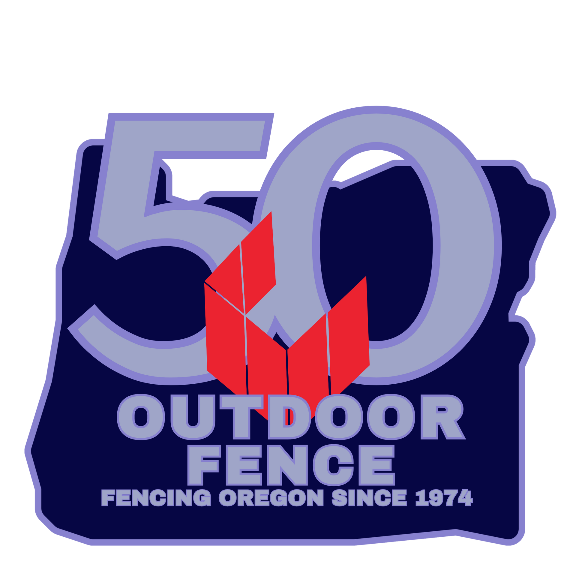 It is a 50th-anniversary logo with a red ribbon.