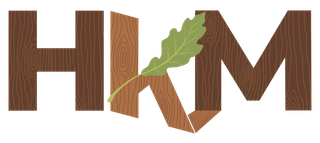 Wood-textured HKM logo