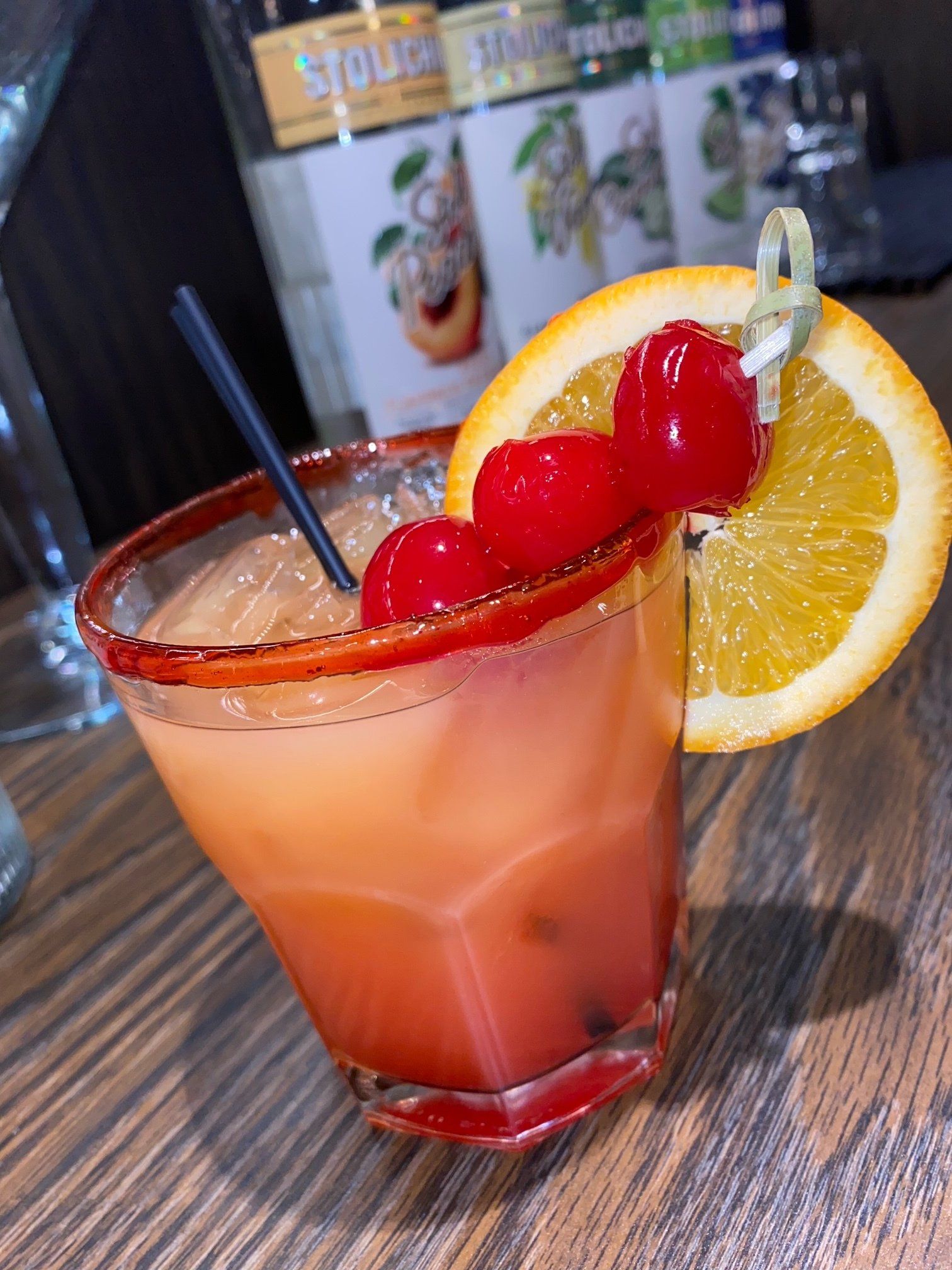 pink drink with cheery on top