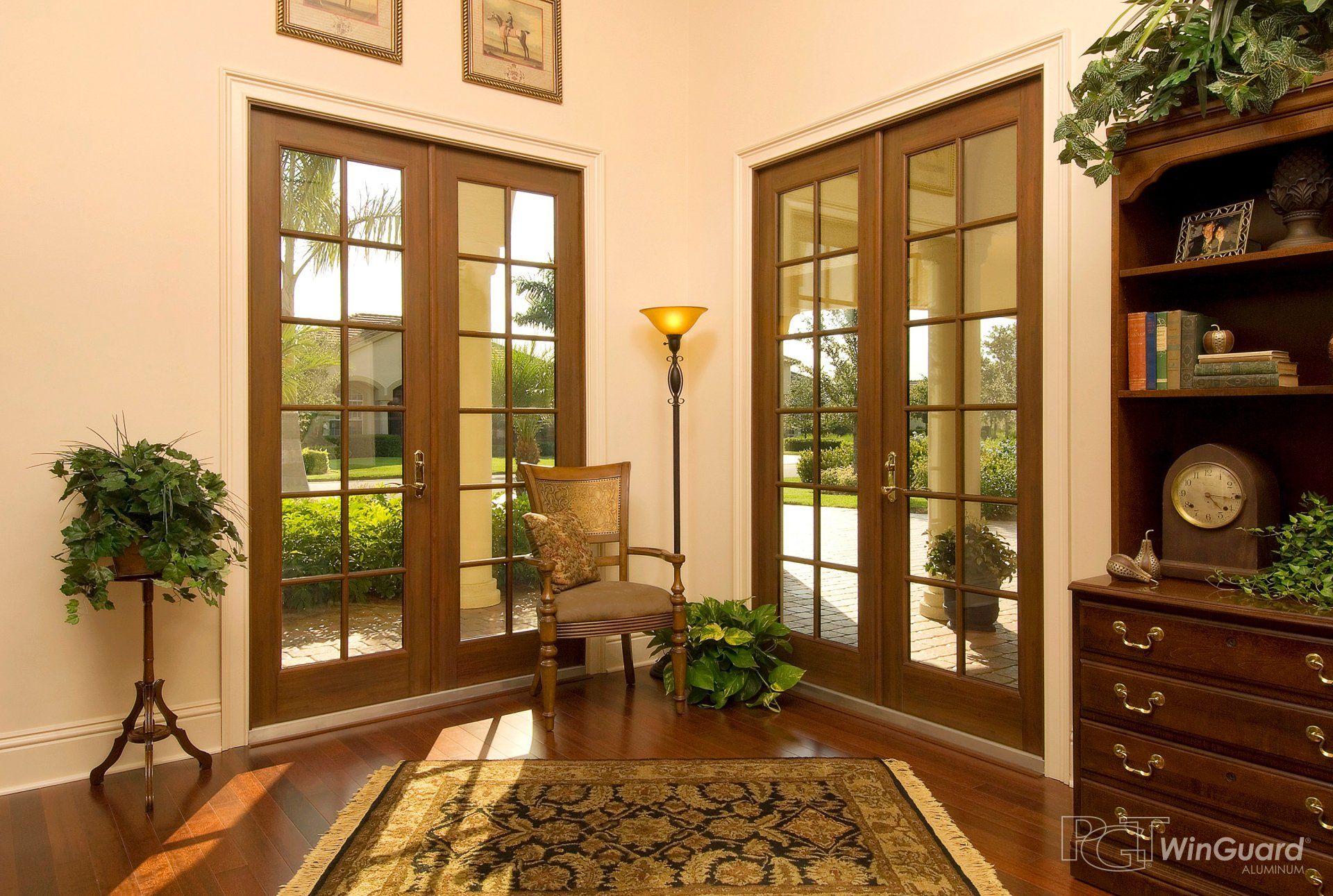 Glass doors with wood panels
