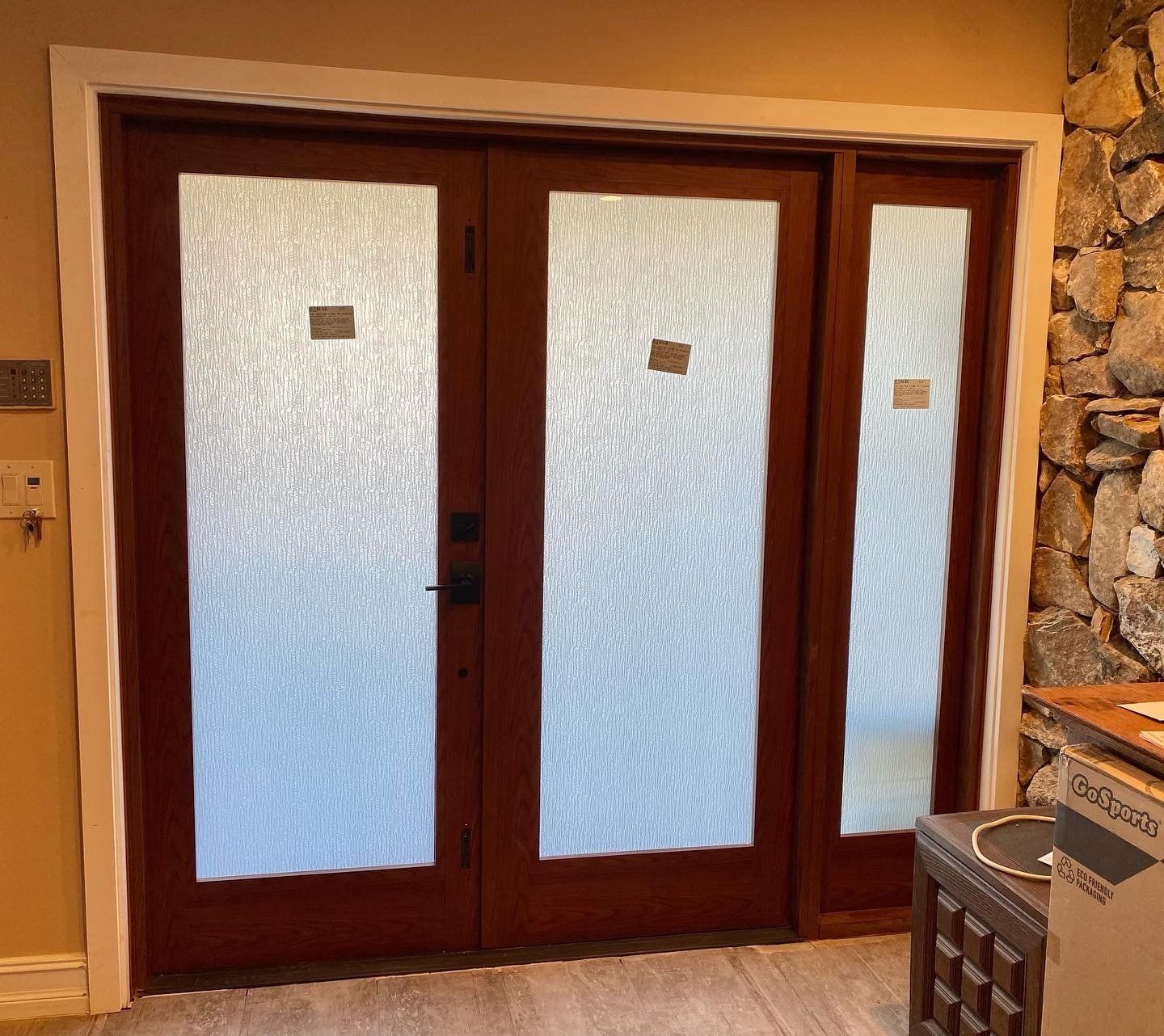 Frosted glass doors