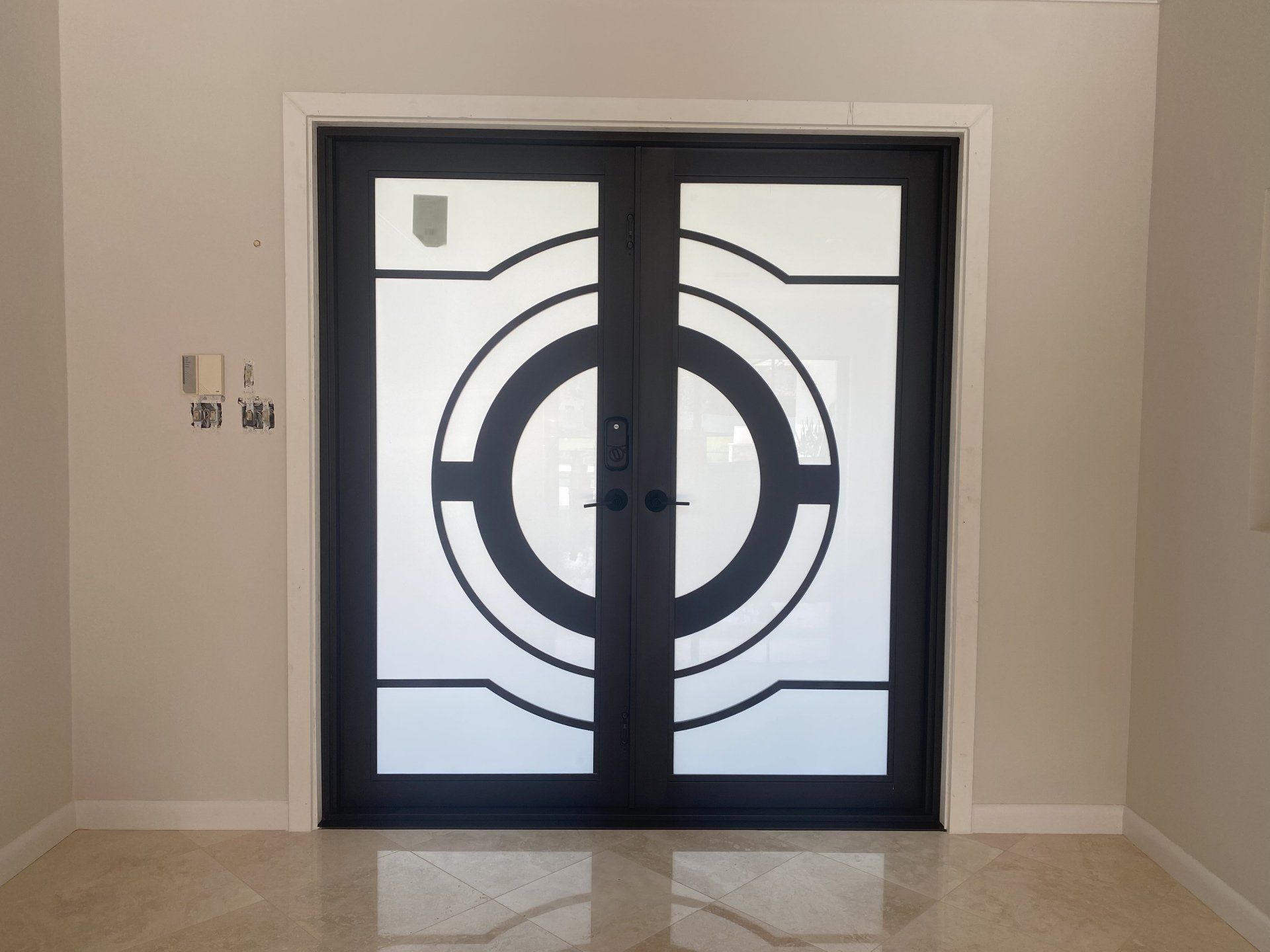 Frosted glass doors
