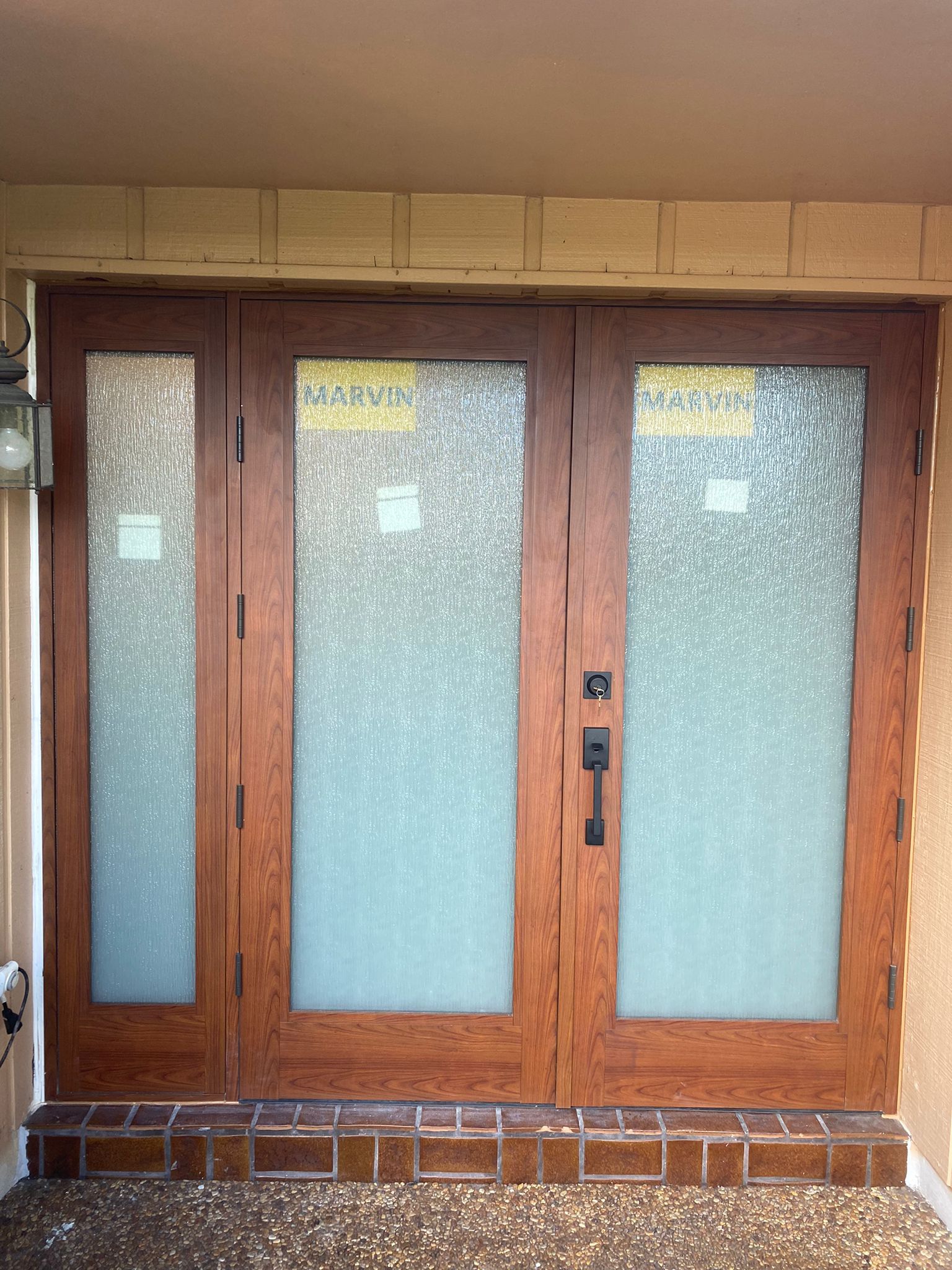 Frosted glass doors