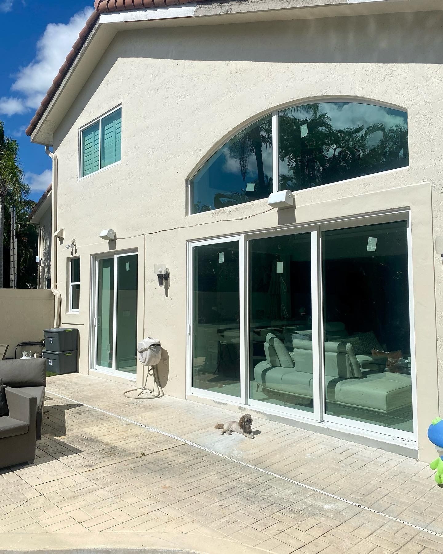 A large white house with a lot of windows