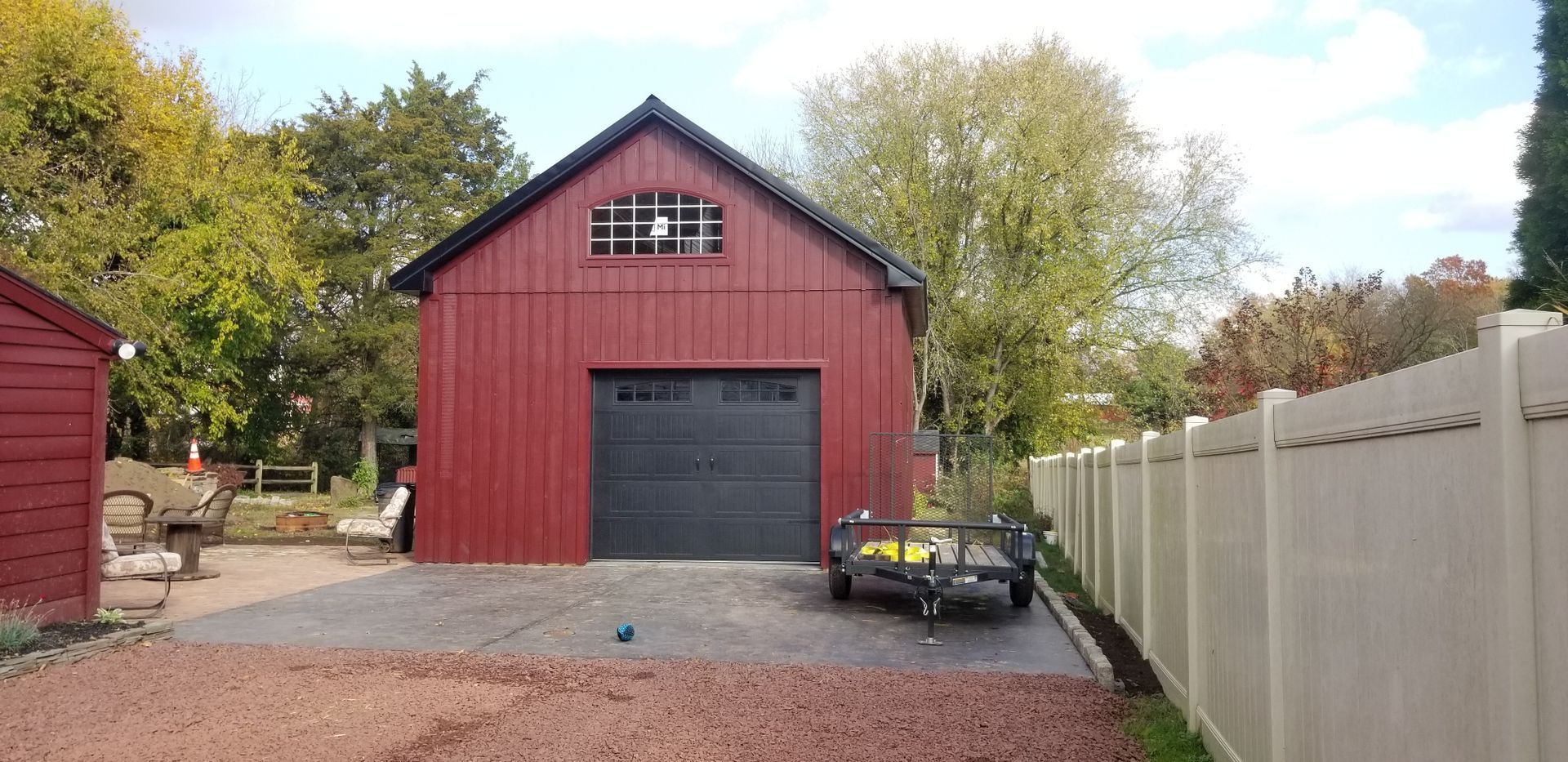 Black and red garage