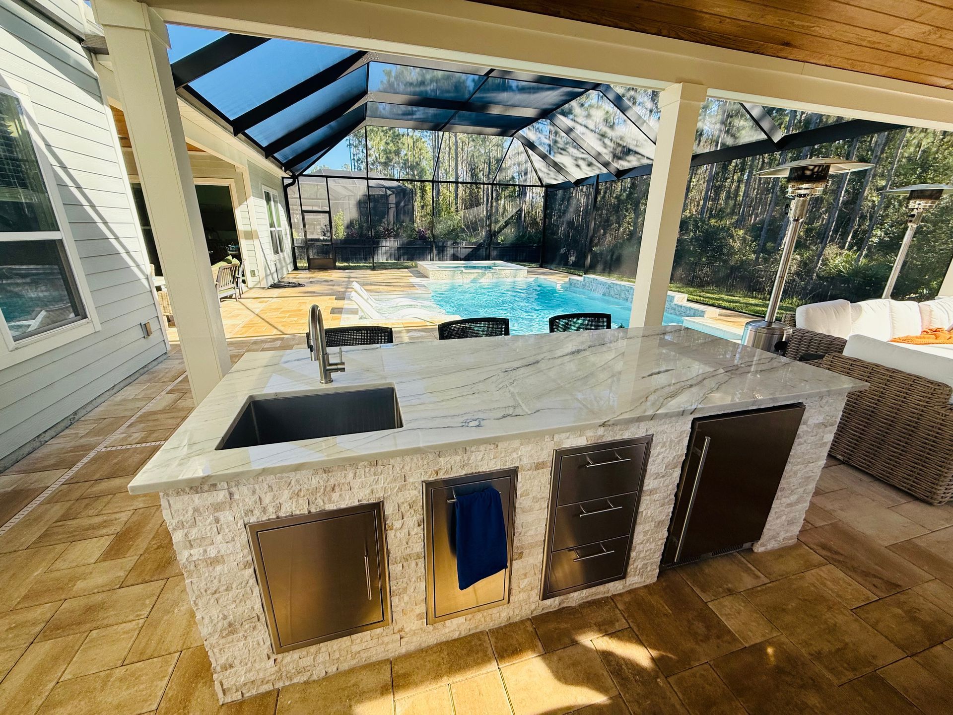 A poolside kitchen