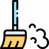 An icon of a broom with smoke coming out of it.