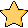 A yellow star with a black outline on a white background.