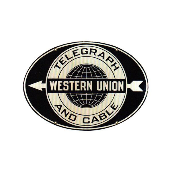 Western Union Telegraph Porcelain Sign