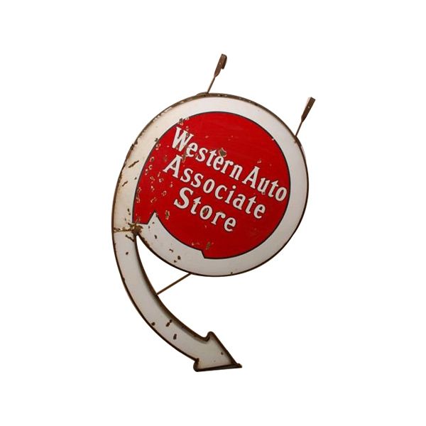 Western Auto Arrow Porcelain Sign