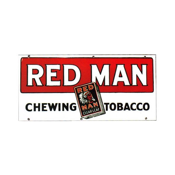 Red Man Chewing Tobacco Porcelain Sign