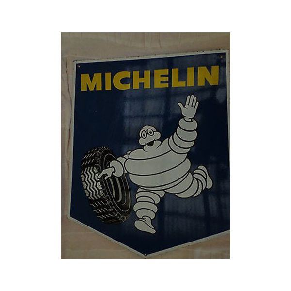 Michelin Man Running with Tires Porcelain Sign