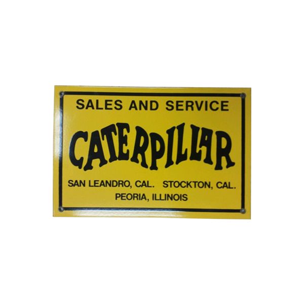 Caterpillar Tractor Dealership Round White Porcelain Sign