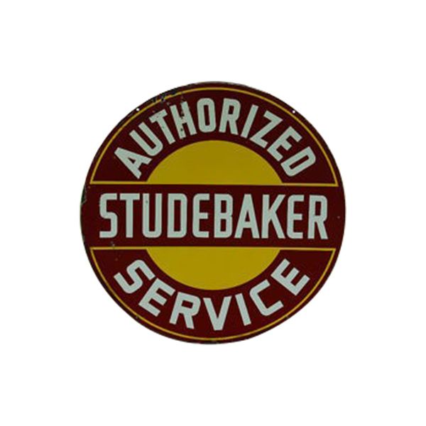 Studebaker Authorized Service Red Round Porcelain Sign